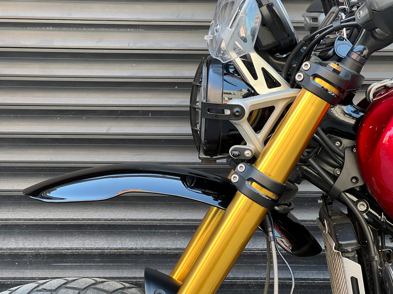 Triumph 1200 XE XC X PA12 High Fender  Glossy Black On motorcycle Side view