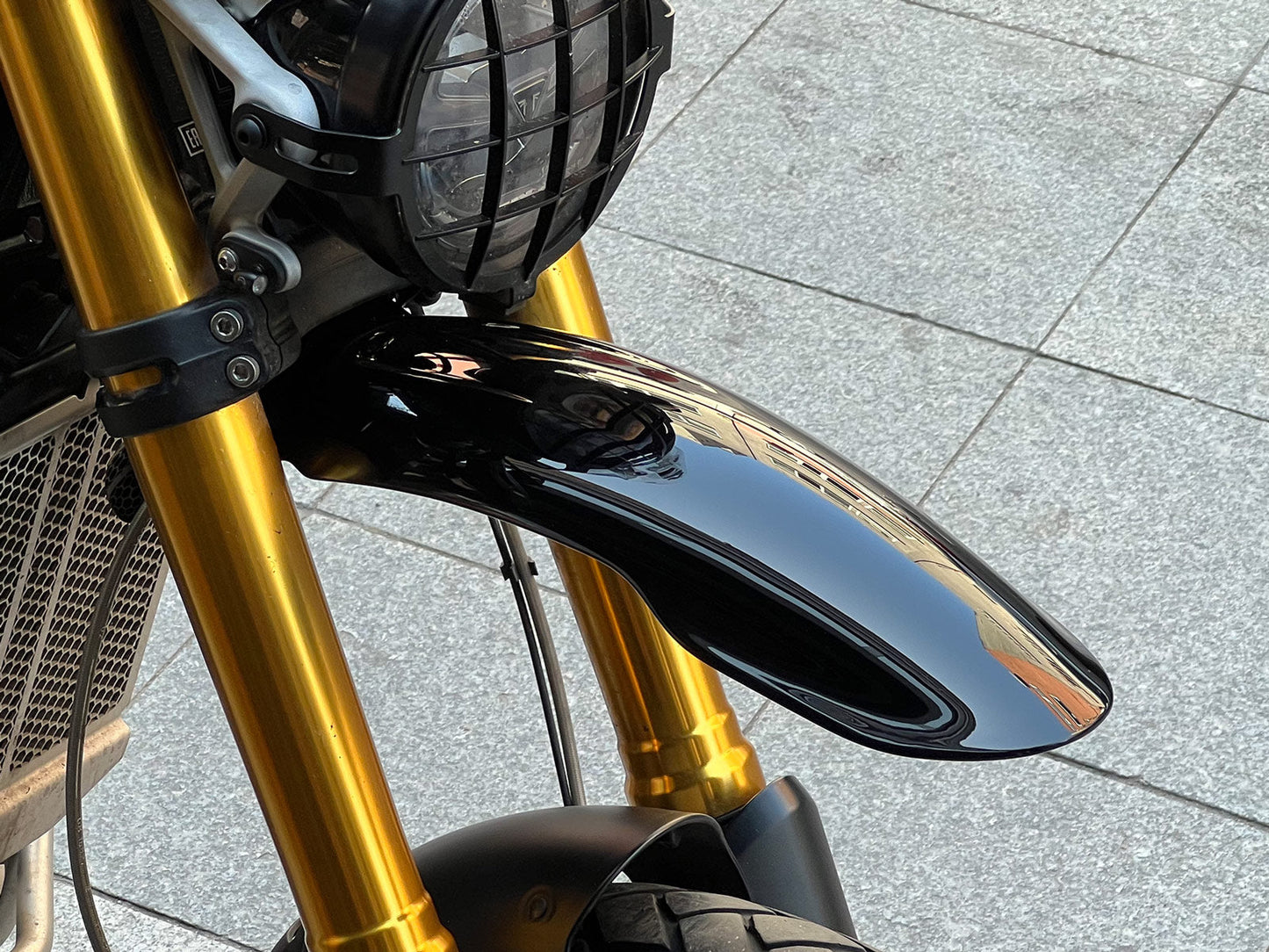 Triumph 1200 XE XC X PA12 High Fender mounted on motorcycle Glossy Black