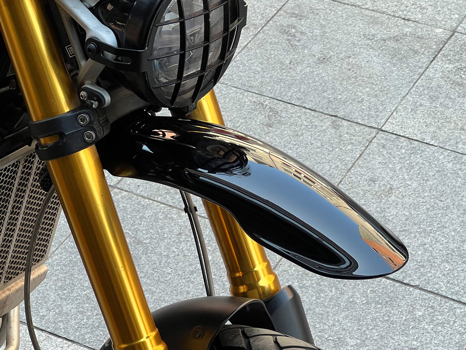 Triumph 1200 XE XC X PA12 High Fender mounted on motorcycle Glossy Black