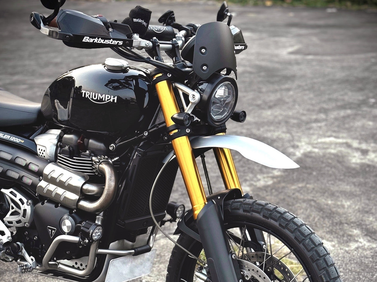 Triumph 1200 XE XC X PA12 High Fender mounted on motorcycle Matte Grey